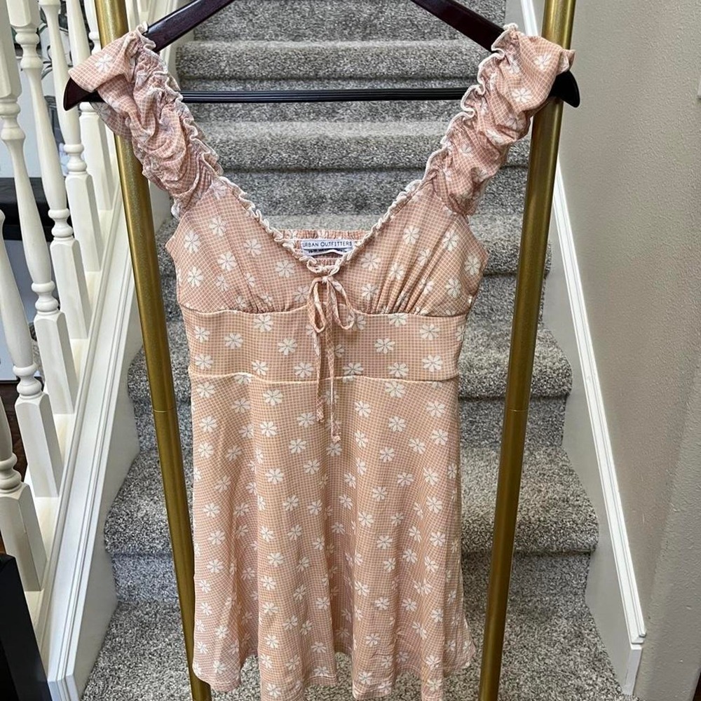 Milk made dainty floral rouched bodice mini dress ruffle xs